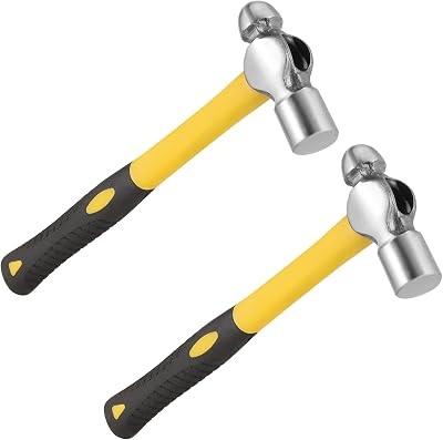 HOZEON 2 Pack 16 oz Ball Peen Hammer, Ball Pein Hammer with Fiberglass Handle, Forged Steel Ball Peen Hammer for Striking, Metalworking, Construction Work