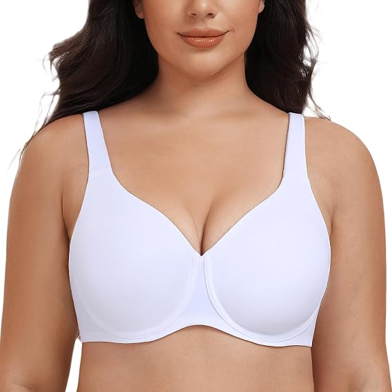 MELENECA Women's Plus Size Minimizer Underwire Full Coverage Unlined Seamless Cup Bras