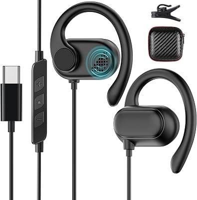 Open Ear USB C Headphones for Samsung S25 FE S24 Ultra S23 A17,Over Ear Buds USB Type C Earphones Wired with Adjustable Ear Hooks for iPhone 17 Pro Max 16E 16 Plus 15,USB-C Headset for iPad Pro A16 10