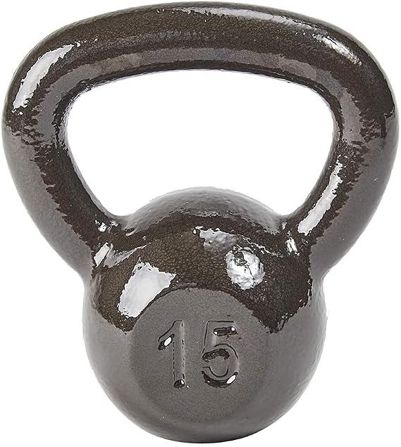 Signature Fitness All-Purpose Solid Cast Iron Kettlebell, 15 Pounds
