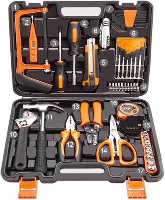 Professional Tool Set for Electricians - 9-Piece Manual Repair Kit with Metal Tools Cleto di Sili Ideal for Home and Automotive Use (A05)