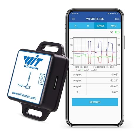 [Bluetooth 5.0 Accelerometer+Inclinometer] WT901BLECL MPU9250 High-Precision 9-axis Gyroscope+Angle(XY 0.2 Accuracy)+Magnetometer Compass with Kalman Filter, Low-Power 3-axis AHRS IMU Tilt Sensor