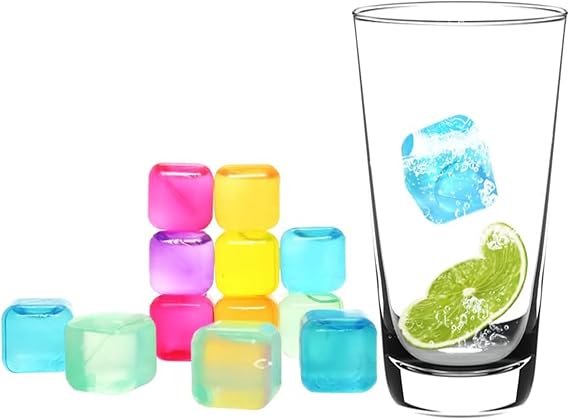 20Pcs Reusable Plastic Ice Cubes | Reusable and Fast Freezing Ice Cubes |No Fuss, Easy to use & Store | Ideal for Drinks, Parties & BBQs | Multi-Coloured