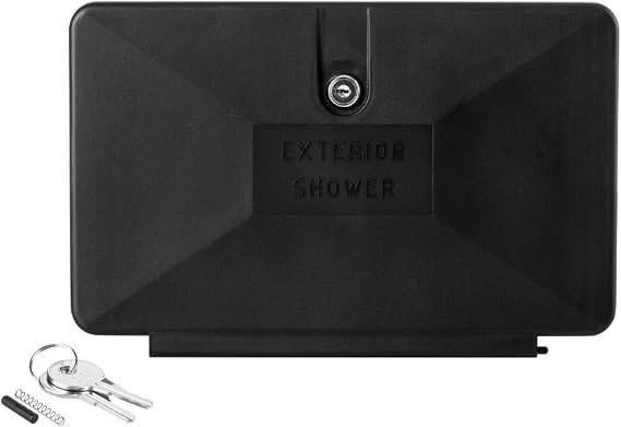 Dura Faucet DF-SA170D-BK RV Exterior Shower Box Replacement Door (Black) | Lockable weatherproof door with lock and key seals out rain, grime, and sun. Fits Dura Faucet brand shower boxes only.