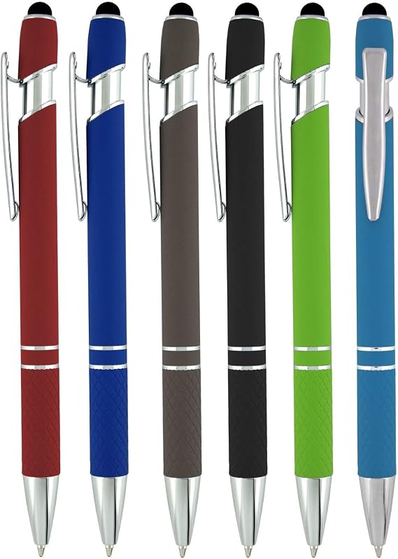 2-in-1 Stylus Ballpoint Pen for Touch Screens - Compatible with Ipad, iPhone, Android - Universal Pens for Tablet - Multi-Use Ballpoint Tip Pens, 6 Pack