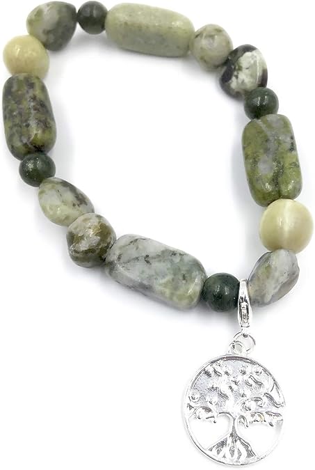 Irish Connemara Marble Bracelet with Tree of Life 60812