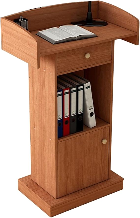 Podium Stand Wood, Height 48.8IN Pulpits for Churches, Reception Desk Lectern with Spacious Drawer for Hotels, Seminars, Weddings and Classrooms (Color : D, Size : 60x42x124CM)