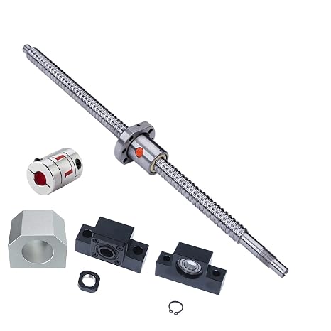 Ball Screw SFU1204 RM1204 12mm Length 18.11 inch / 460mm with Ball Screw Nut + EK/EF10 End Supports+ Coupler + Ball Screw Nut Housing with End Machining for CNC Machine