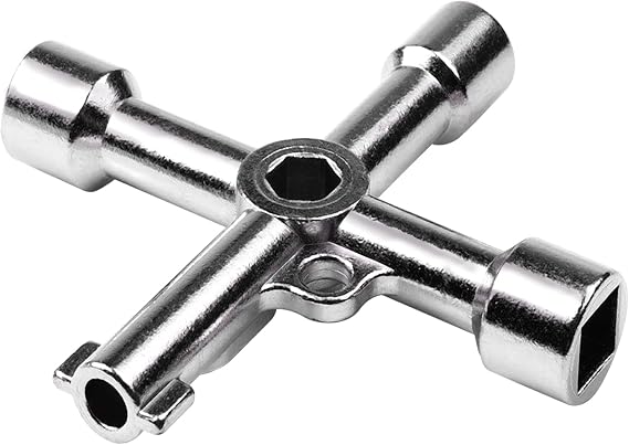 ATOPLEE Electrical Cabinet Key, Surface Polished Antirust 4 Way Utilities Key,Triangle/Square/Panel Cross Key for Faucet,Gas Meter,Valve,Spigots,Electrical Cabinet Opening