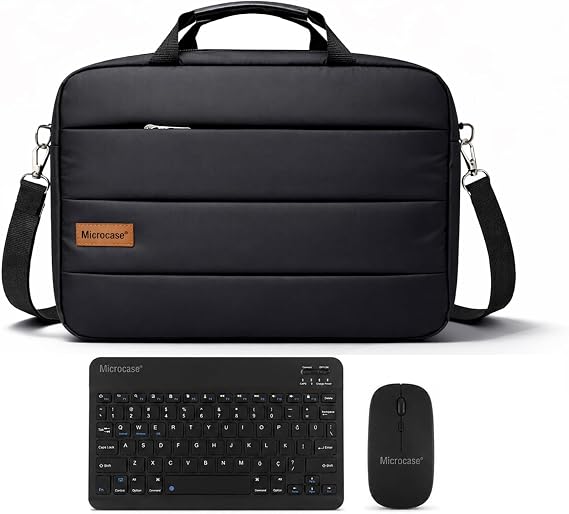 Microcase Xiaomi Redmi Tab K11 2. Nesil ile Uyumlu Tablet Notebook Macbook Çantası + Bluetooth Klavye ve Mouse Set Siyah - AL5894