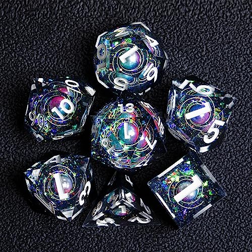 AUSPDICE DND Galaxy Dice for Dungeons and Dragons, Sharp Edge Dice with Beautiful Inclusions D20