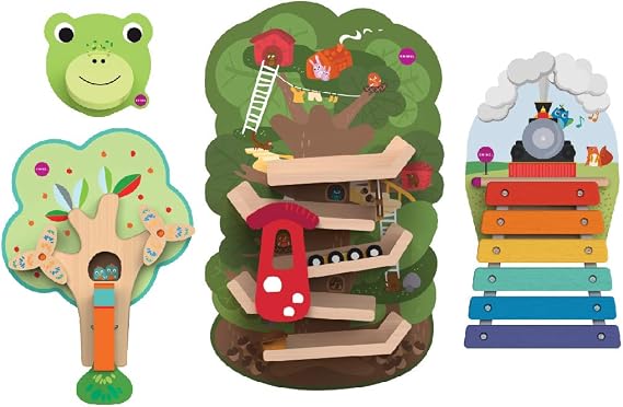 ORIBEL VertiPlay Wall Toys Combo Set (Tree Top Adventure, Woodpecker, Xylophone, Door Knocker)