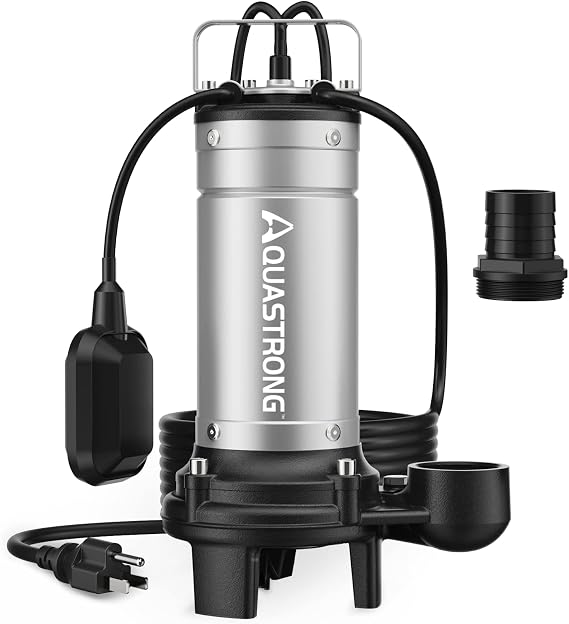 Aquastrong 1HP Sewage Pump 115V 5283GPH Sewage/Effluent Pump