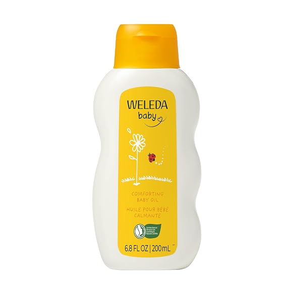 Weleda Baby Calendula Comforting Baby Oil, 6.8 Fluid Ounce, Plant Rich Baby Care with Calendula, Sweet Almond and Sesame Oils