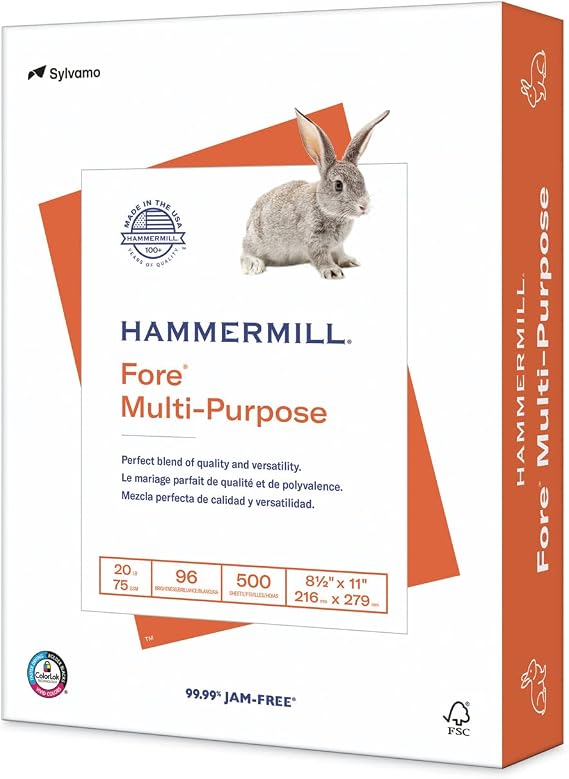Hammermill 103267RM Multipurpose Paper,20lb,8-1/2-Inch x11-Inch,96 GE/112 IOS,500/RM,WE