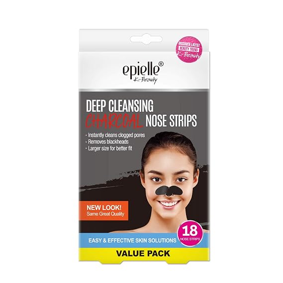 Epielle Deep Cleansing Charcoal Nose Strips, Pore Strips for Clogged Pores, Blackhead Removal, Oily Skin, Easy and Effective, K- Beauty Skin Solutions, 18 Count Value Pack