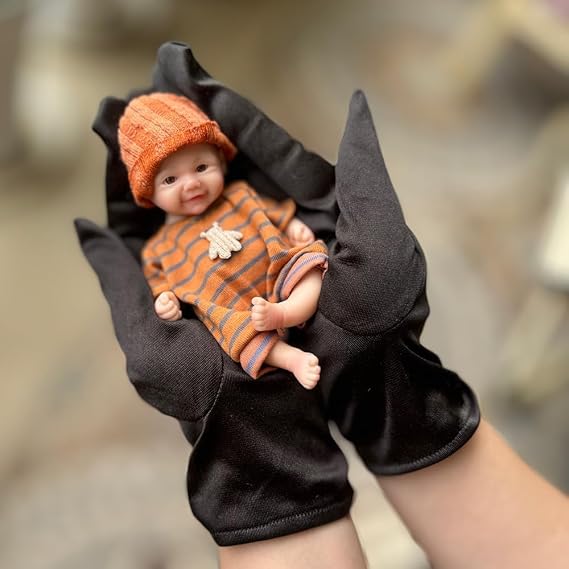 Abenduot 5inch Mini Palm Soft Full Body Silicone Reborn Baby Doll Realistic Silicone Miniature Anatomically Correct Girl Doll