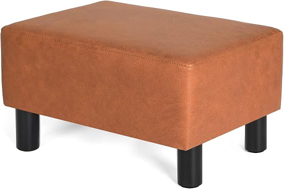 Joveco Small Footstool Ottoman Footrest Modern Rectangular Foot Stools for Living Room Bedroom (Orange)