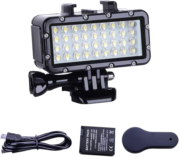 Suptig Diving Light High Power Dimmable Waterproof LED Video Light Fill Night Light Diving Underwater Light Waterproof 147ft for Gopro Mission Hero 13/Hero 12/11/10/9/8/7/6/5/5S/4/3+ DJI osmo Action