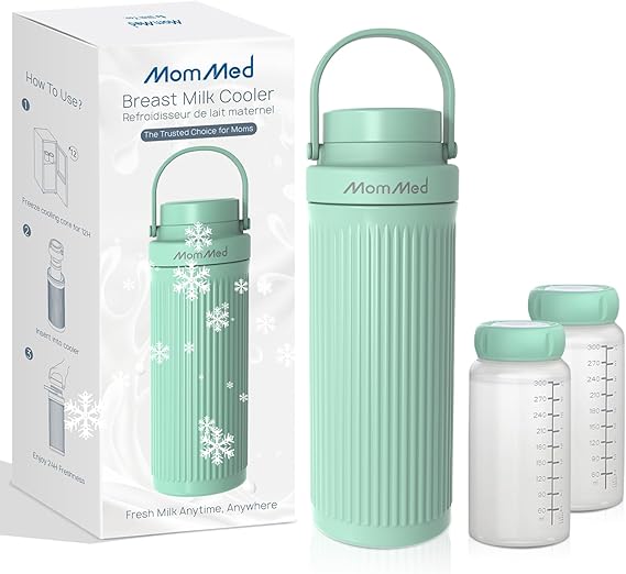 MomMed Breast Milk Cooler, Upgraded Rapid Cooling to 43F in 1 Hour, 24H Long-Lasting Cooling, Leakproof Portable Breastmilk Storage for Pumping Moms, Travel, Work, and On-the-Go TSA