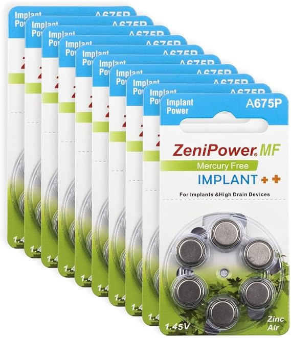 PR44 Cochlear Implant Batteries Measure 675P Constant Power and Long Life Mercury Free Batteries with Zinc Air Technology (10 Blue Bulbs)
