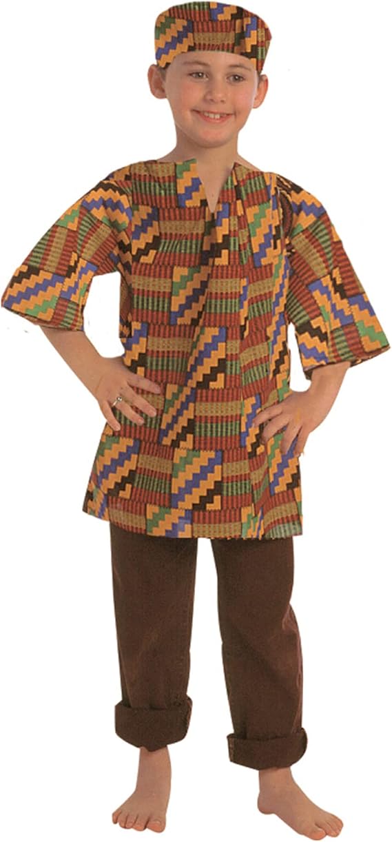 Children's Factory 299922 Multi-Ethnic Costume, African Origin, Shirt and Hat Multicolor, 23" Height x 9" Width x 12" Length