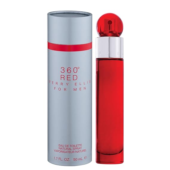 Perry Ellis 360 Red Eau De Toilette Spray for Men - Mens Cologne, Long Lasting Perfume, EDT, Fragrance with Notes of Clove, Cinnamon & Patchouli - 1.7 fl oz (50 mL)
