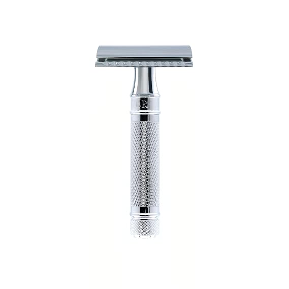 Edwin Jagger DES89KN Short Handled Classic Double Edge Manual Eco-Friendly and Reusable Safety Razor for Men and Women for Shaving Cream or Soap Fits All DE Razor Blades (Knurled)