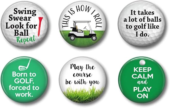 Locker Magnets for Boys - Golf - Set of Six 1.75" - Whiteboard Office or Fridge - Funny Magnet Gift Set (Golf)