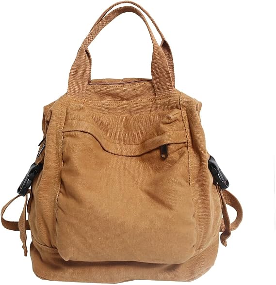 Canvas Backpack Vintage Commuting School Bag Solid Color Travel Backpack Aesthetic Hippie Y2K Backpack for Women and Girls