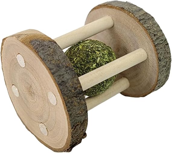 Dwang Hamster Rabbit Chew Toy Natural Wooden Play Toy, Rabbit Toys, Wood Teeth Grinding with Bell for Parrot,Chinchilla, Guinea Pig, Hamster Small Animals Toys for Pet Supplies
