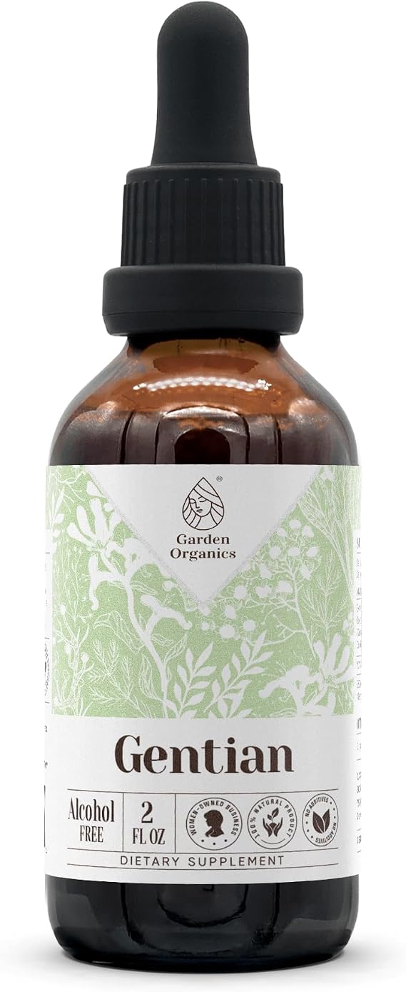 Gentian Alcohol-Free Natural Tincture Extract, Immune System Booster, Liquid Drops Made from 100% Gentian (Gentiana Lutea) Dried Root (2 fl oz)