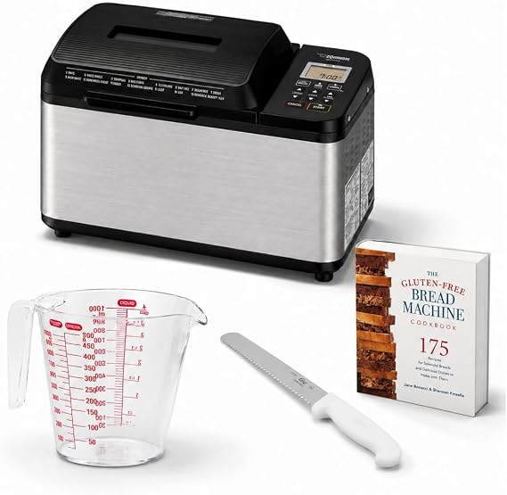 Zojirushi 2 lb Bread Machine Bundle | Knife, measuring cup, cookbook, (4 items)