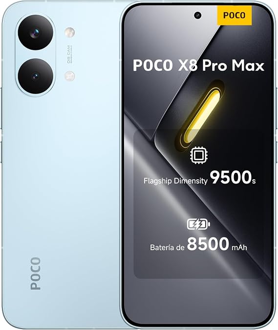XIAOMI POCO X8 Pro MAX Smartphone de 12+512GB Azul Batería de 8500mAh | Pantalla AMOLED de 6.83" 1.5K 120Hz, Dimensity 9500s, Sensor Light Fusion 600 de 50MP con OIS, 1 año de garantía Extra