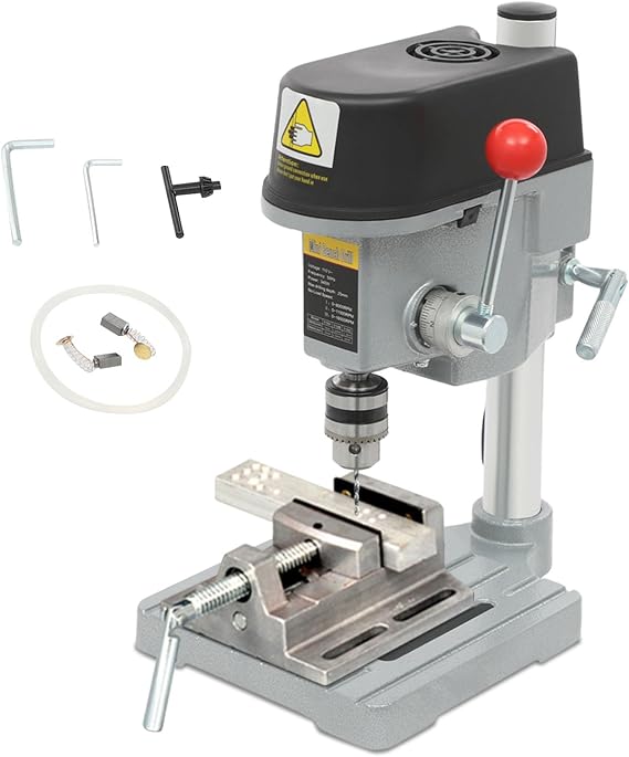 Benchtop Drill Press, 340W 3-Speed Adjustable Electric Table Top Drilling Machine, 0.04-0.39in Clamping Range, Mini Bench Drill Press,Portable Drills Workbench, Bench Drills Machine for Metal Wooden
