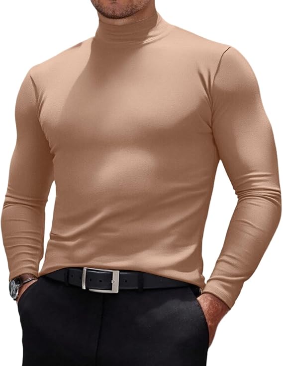 Mens T Shirts Basic Designed High Neck Compression Undershirts Tall Thermal Slim Fit Pullover Casual Undershirts