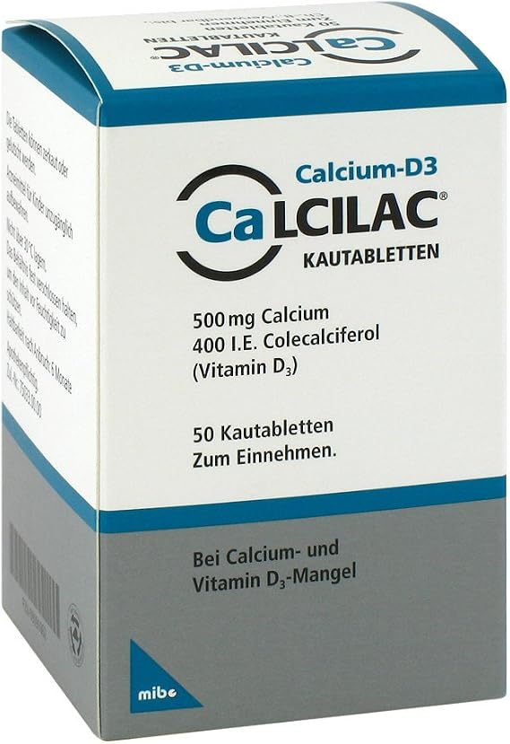 500mg Chewable Tablets for Calcium and Vitamin D Deficiency (Pack of 50)