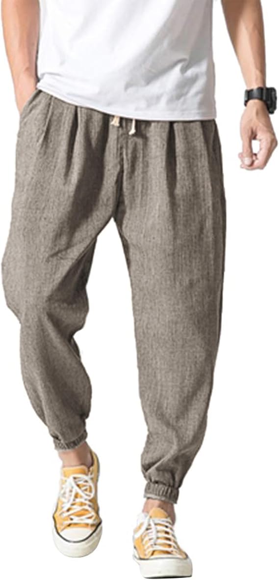 CTU Mens Linen Trousers Casual Harem Pants Summer Beach Pants