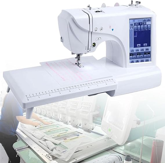 Electric Embroidery Machine,Automatic Sewing Machine,158 Built-In Designs,210 Letters,30 Pattern Borders,With 4" X 9.2" Embroidery Area And Lcd Touch Screen, Sewing Made Easy