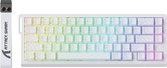 ATTACK SHARK X68 HE 8000Hz Hızlı Tetik Klavye, Manyetik Anahtarlı 0.01mm RT Doğruluk Kablolu Oyun Klavyesi, Ayarlanabilir Çalıştırma, Hızlı Tetik, Snap Tap, PC/Mac için RGB Aydınlatma, Beyaz Konturlar