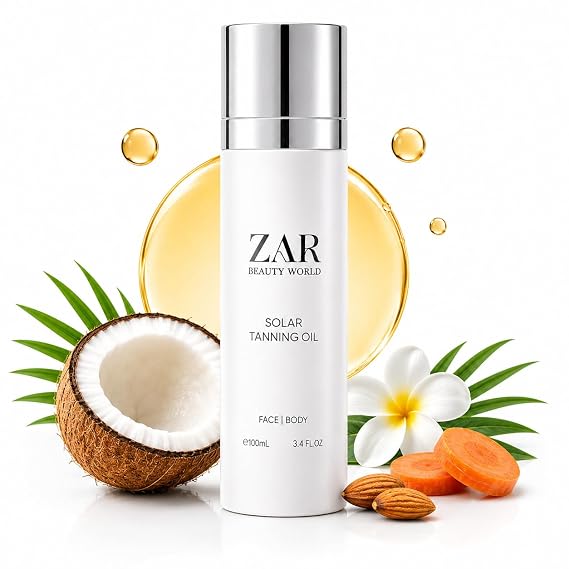 ZAR Solar Tanning Oil with SPF, Tanning Accelerator for Beach and Ski, Outdoor Sunscreen Spray for Face and Body, Travel Size, Luxury Floral Scent, 100 ml / 3.4 oz