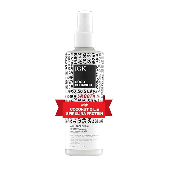 IGK Good Behavior 4-in-1 Prep Spray, Heat Protectant, Leave-In Detangler