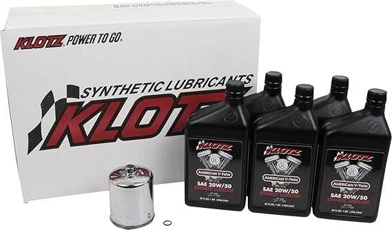 Klotz 5 Quart 20W/50 Synthetic Motor Oil Change Kit for 1999-2018 Twin Cam & 2017-2024 Milwaukee-Eight - Basic Kit