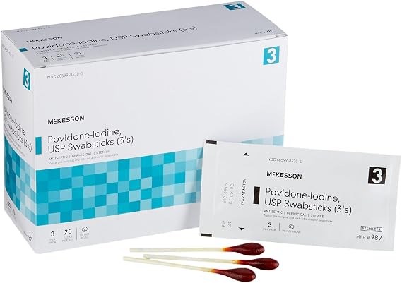 McKesson Povidone Iodine 10% Swabs Stick 75 Sticks, 3 per Pack