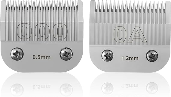 Size 0A/000 Professional Detachable Replacement Ceramic Blades set,compatible with Andis AGC,BDC,BGC,MBG Series,oster Classic 76/Star-Teq/Power-Teq Clippers,Cut Length 1/50 to 3/64-Inch(0.5-1.2 mm) | 0.5mm(1/50") to1.2mm(3/64") Cutting Length,Include size OOO+OA,2Pack