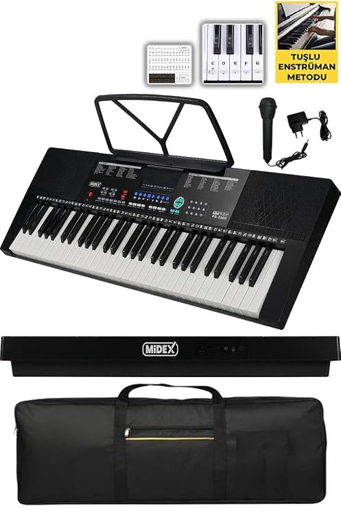 Midex PS-2500K LED Display 61 Key Organ Keyboard (Bag Headphone Adapter Notary)
