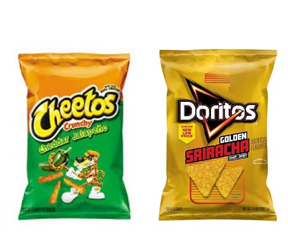 Cheetos & Doritos Chips - 2 bags (Cheetos Cheddar Jalapeno 8.5oz & Doritos Goldern Sriracha 9.25oz)