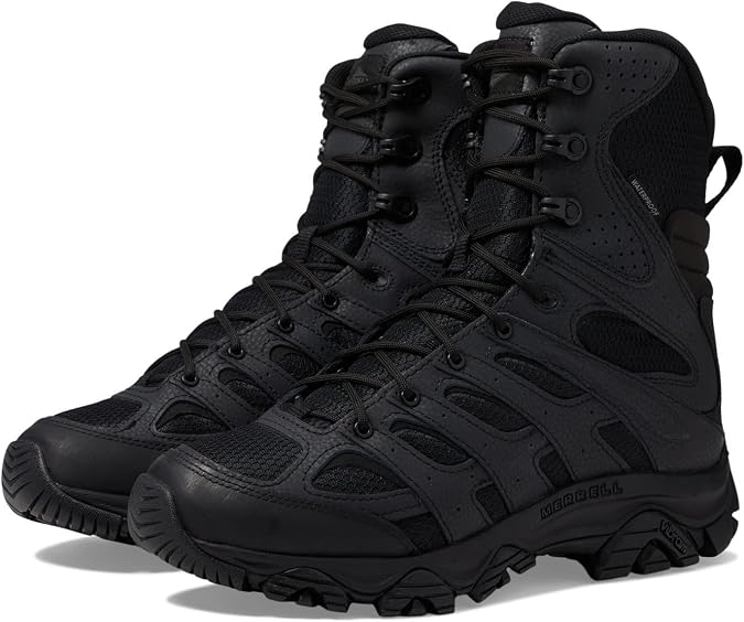 Merrell Men's Moab 3 Tactical 8" Zip Waterproof, Black, 9.5