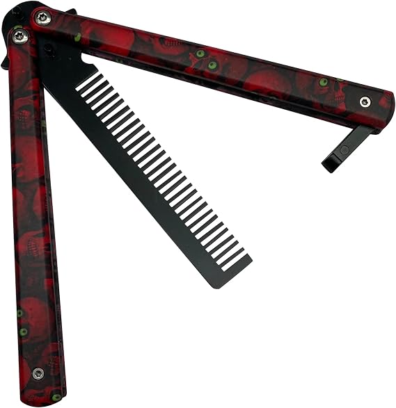 Grooming Comb, Butterfly Practice Trainer Designed, Portable Training Practice Hair Comb,Easy to Practice Flipping (Red)