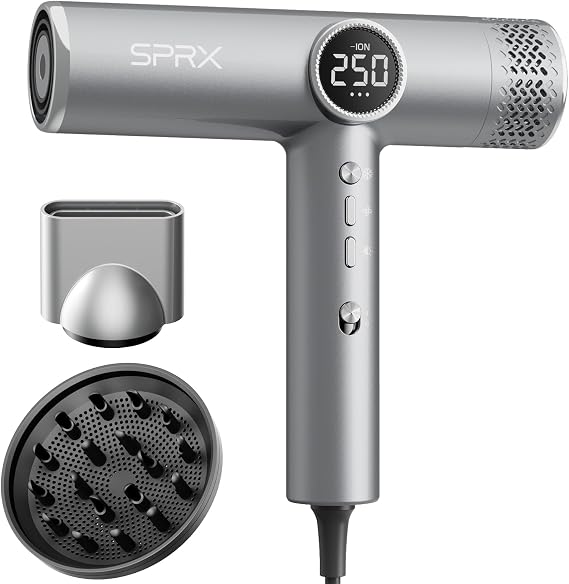 High-Speed Ionic Hair Dryer with Diffuser,160,000 RPM Professional Brushless Motor Blow Dryer,Fast Drying Without Damage,500M Negative Ions,Lightweight Travel Design (Low Noise, Salon Quality)